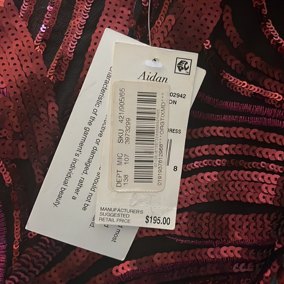 NWT Aidan Mattox Red Cranberry Sequin Ribbon Cocktail Dress!! - Picture 9 of 9